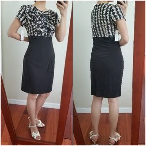 Champagne/Black Fitted Shortsleeve Dress